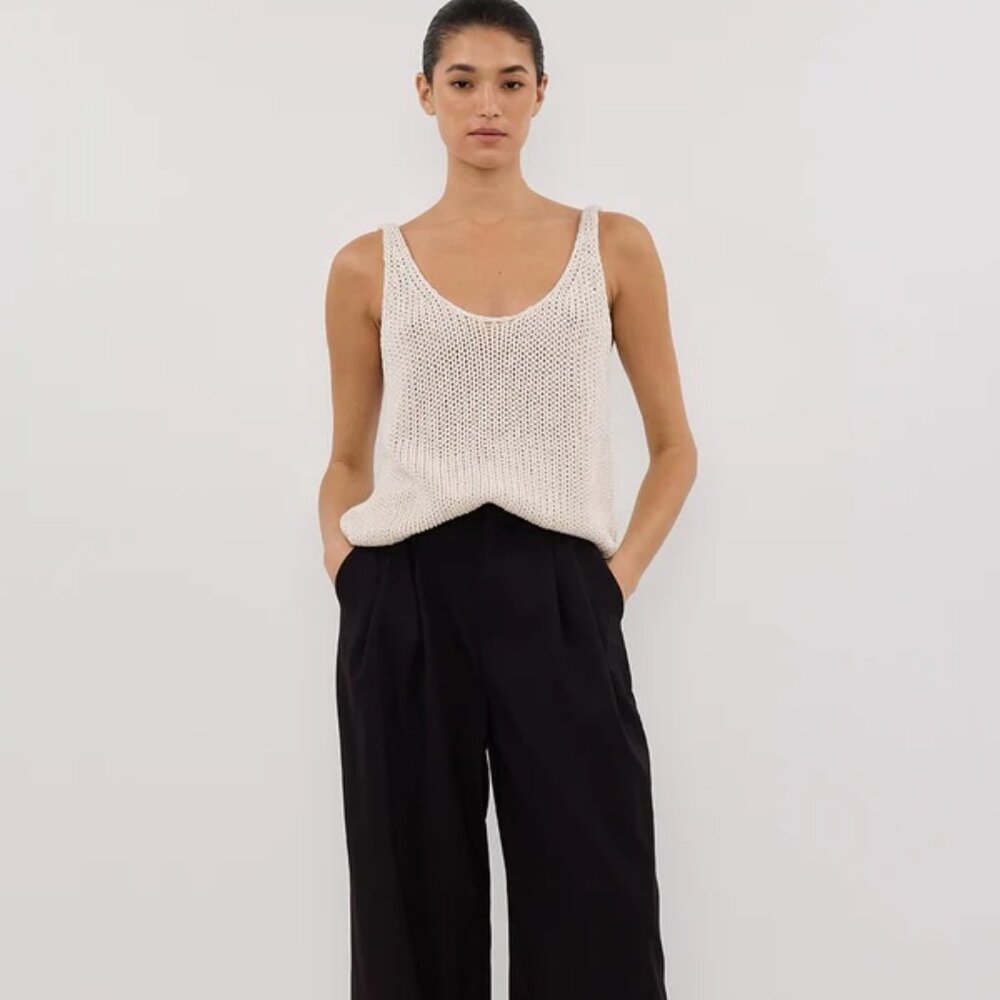 NWT DISSH HEIDI CREAM MARLE SCOOP KNIT TANK SIZE XS